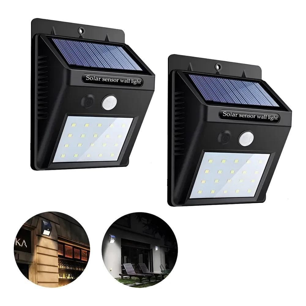 2X Kit 2 Arandela De Parede Externa Solar Para Muro Parede