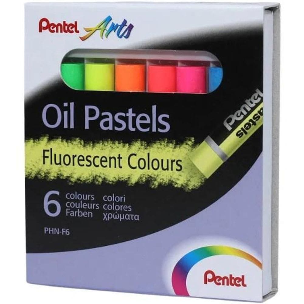 Giz Pastel Oleoso Com 6 Cores Fluorescente Pentel