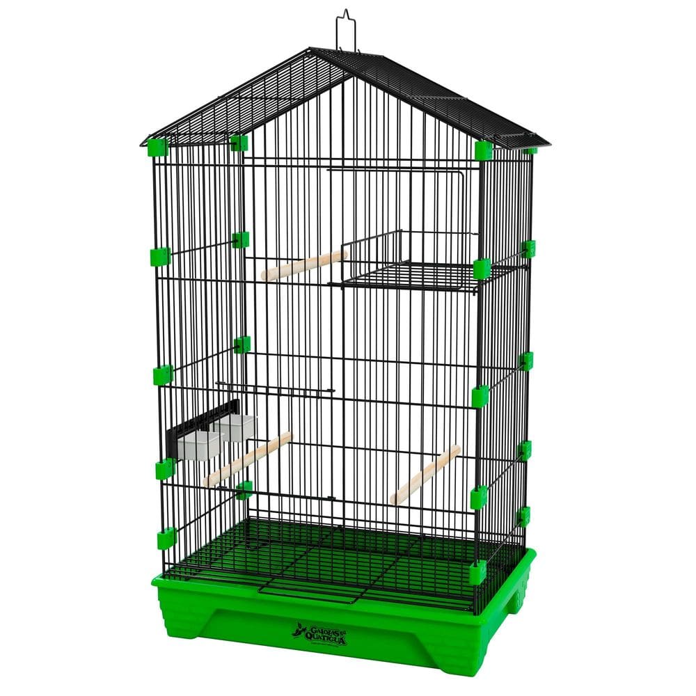 Gaiola Periquito Malha Fina Pássaros - Preto Verde