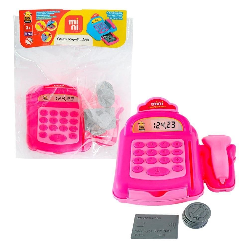 Mini Caixa Registradora Rosa Moedas, Cartão E Bip