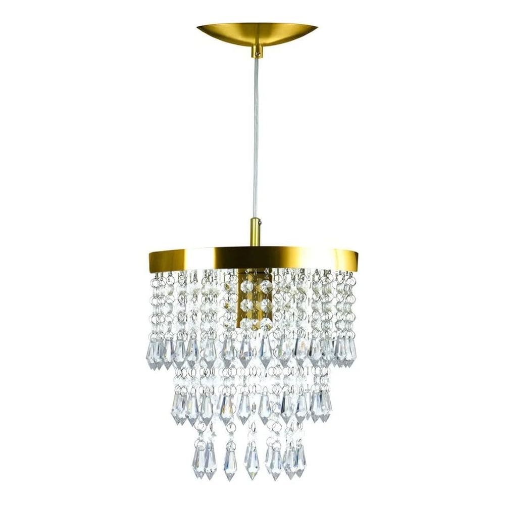 Lustre Pendente Cristal Acrílico Manucrillic Dourado Gold