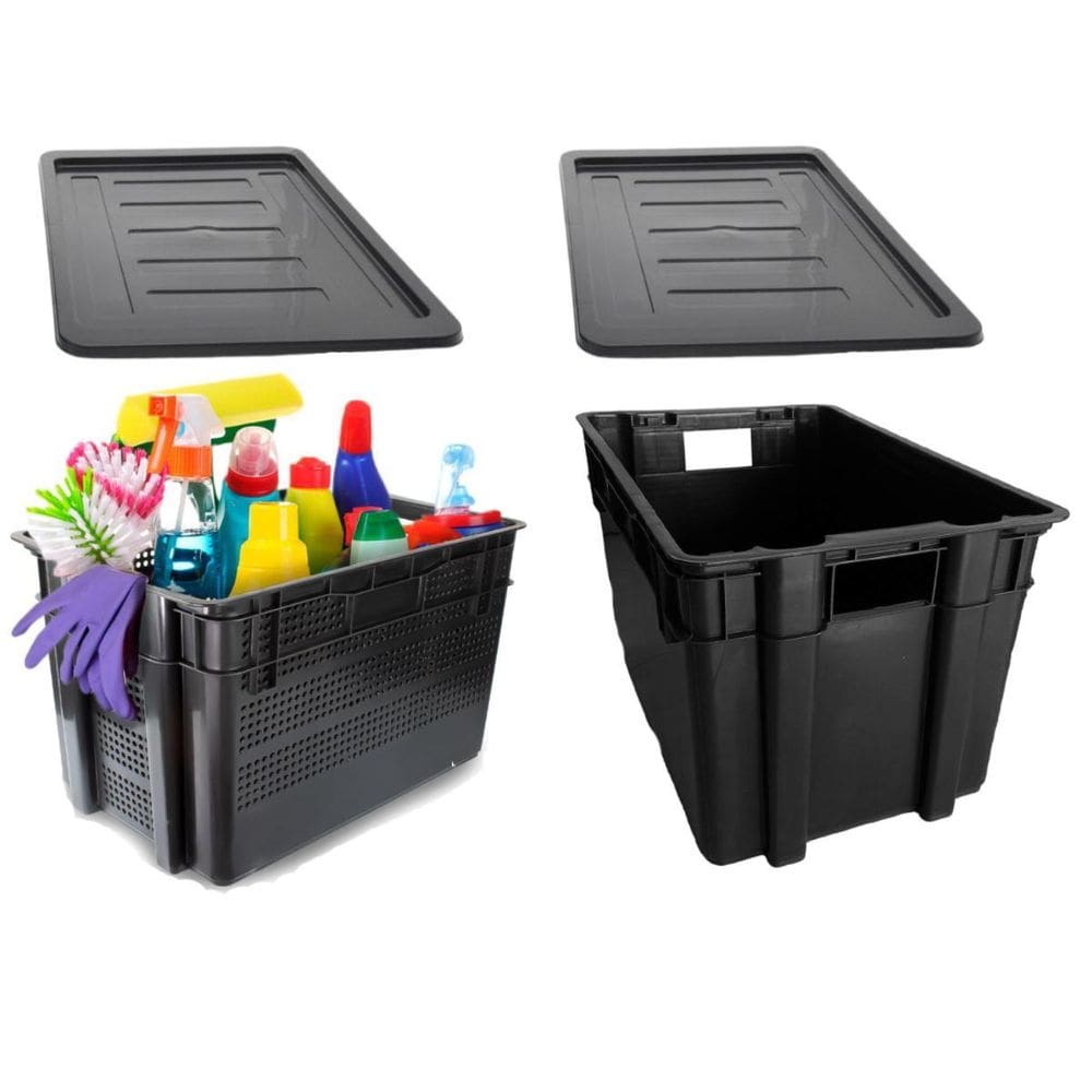 Kit Organização 1 Caixa Fechada 1 Telada 60L Black Com Tampa