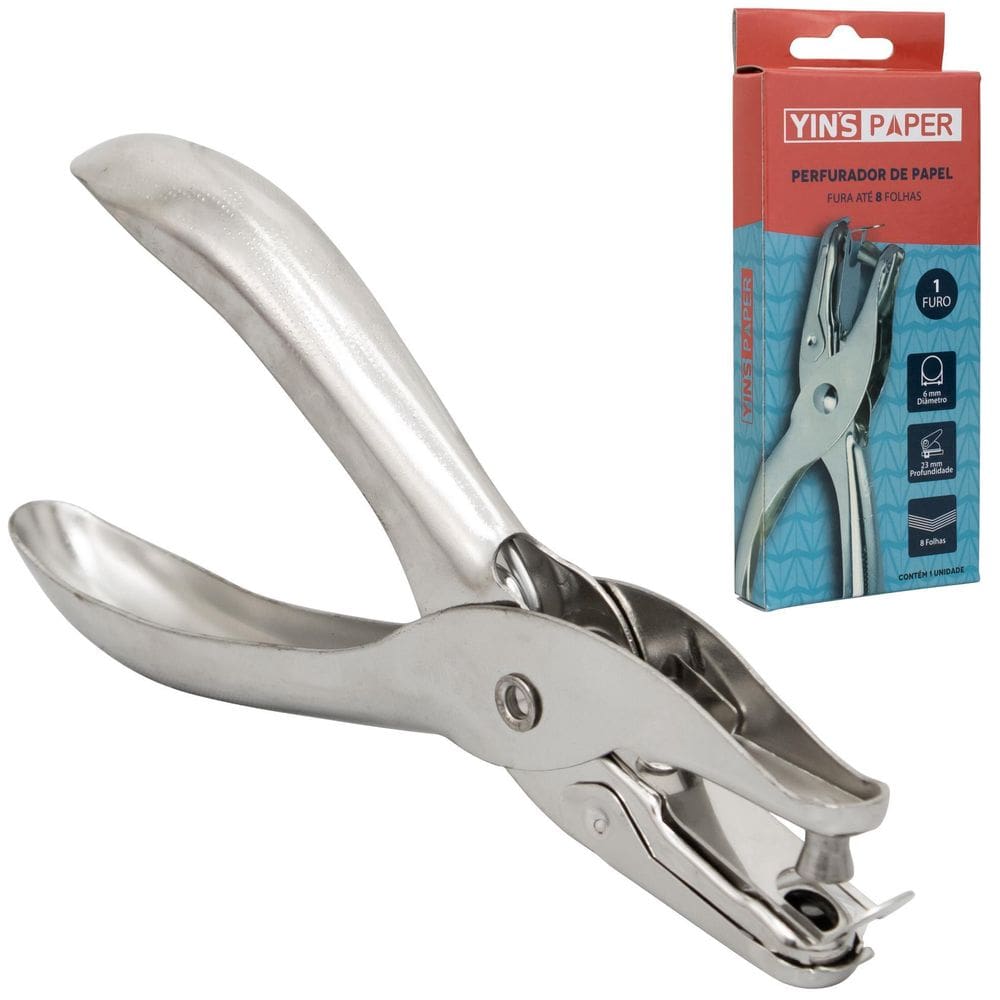 Perfurador De Papel De Metal Unico Furo Yins Paper 13X6Cm