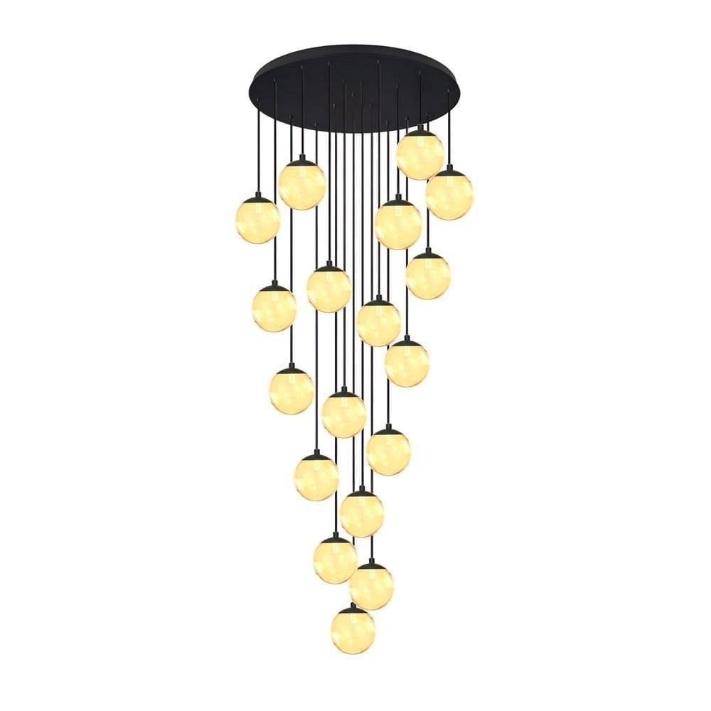 Pendente Moderno Preto 18 Globos Pé Direito Duplo Escada Vid