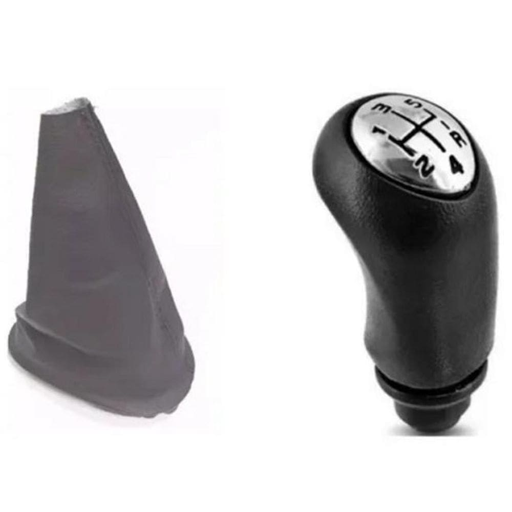 Kit Bola Câmbio Manopla Cromada + Coifa Cinza Sandero 07-08