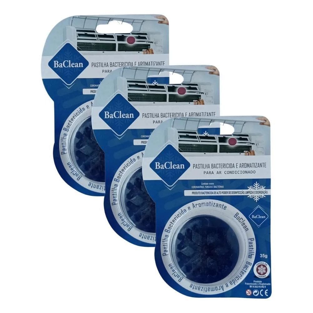 2X Kit 3 Pastilhas Bactericidas Ar Condicionado Ba Clean