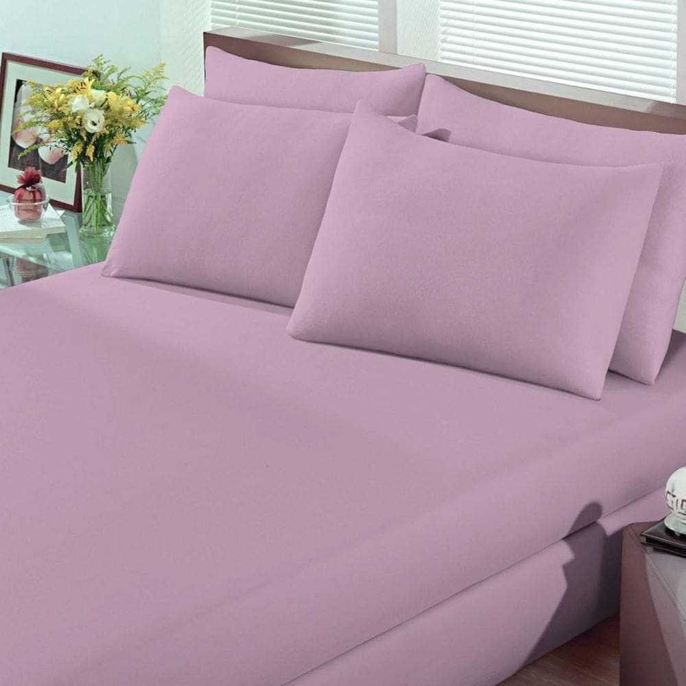 Lençol De Malha Venesa Fio Penteado Solteiro 30-Cm Rosê