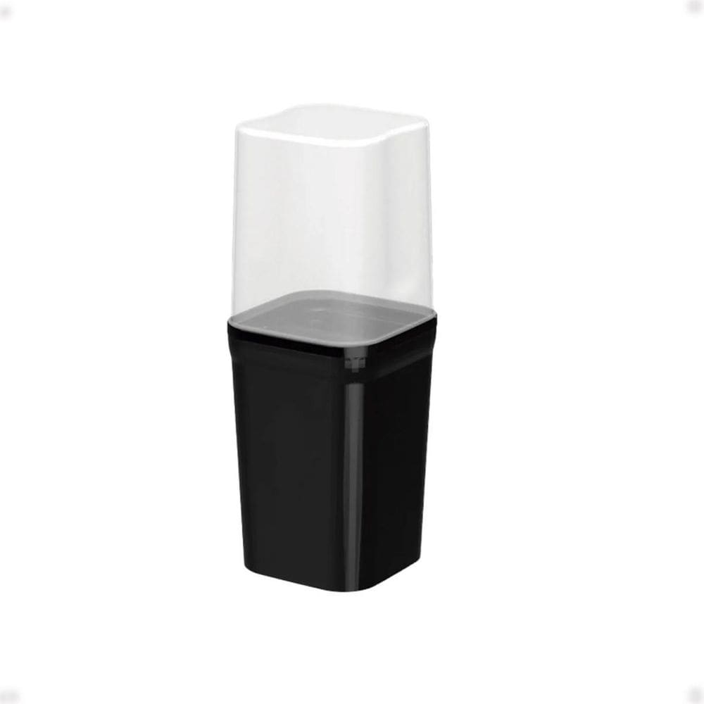 Porta Escovas Liso Preto Com Tampa 8X8X20Cm Bpa Free