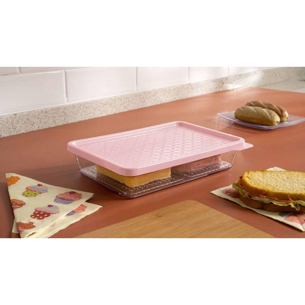 Organizador Porta Frios Duplo Uz Rosa 5,1x18,0x27,4cm