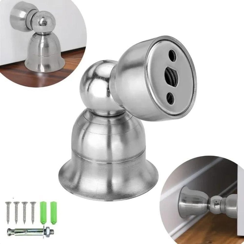 2X Fixador Trava Porta Magnético Prendedor Inox Escovado For