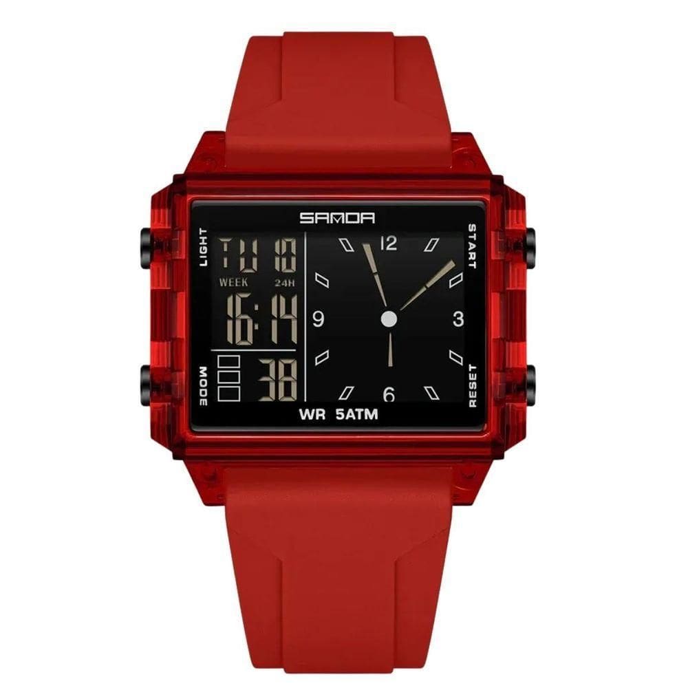 Relógio Analógico Digital 6273 Luminoso À Prova Da Água Sanda Vermelho