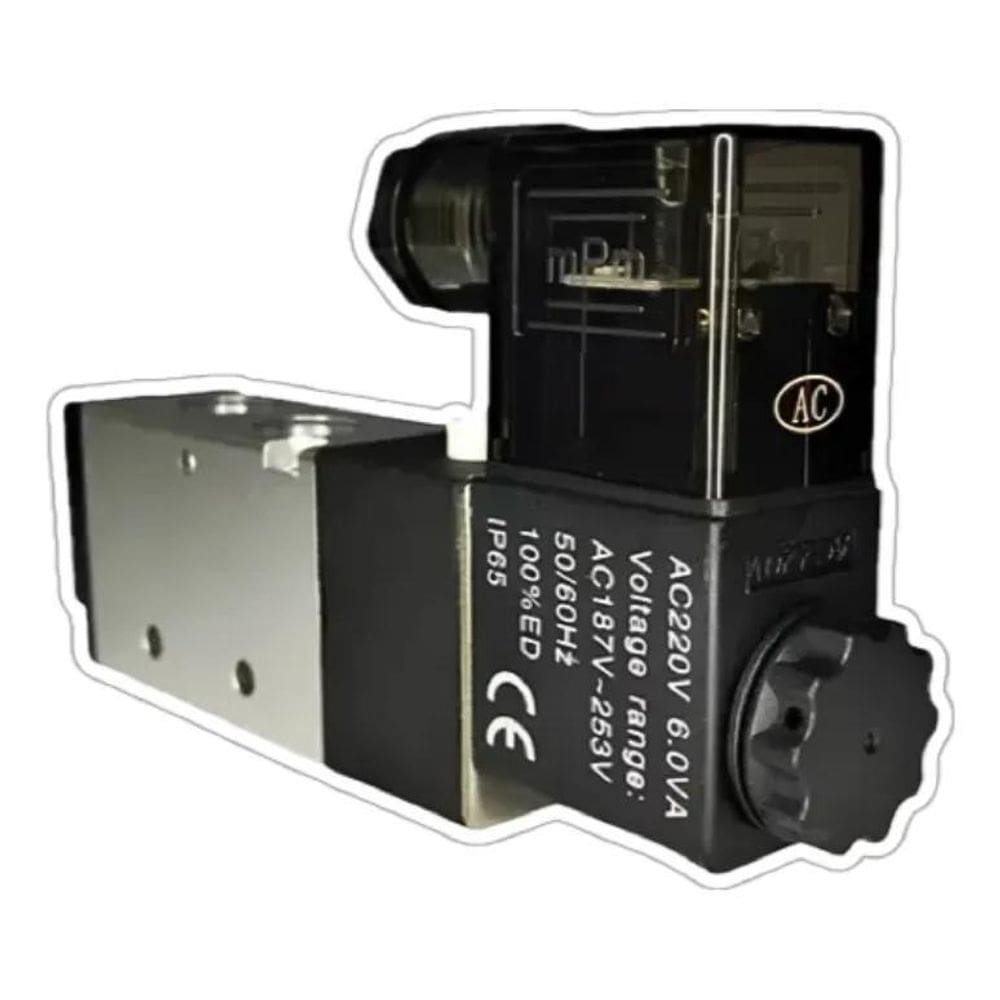 2X Válvula Solenóide Pneumática Direcional 5/2 Vias 1/4 220V
