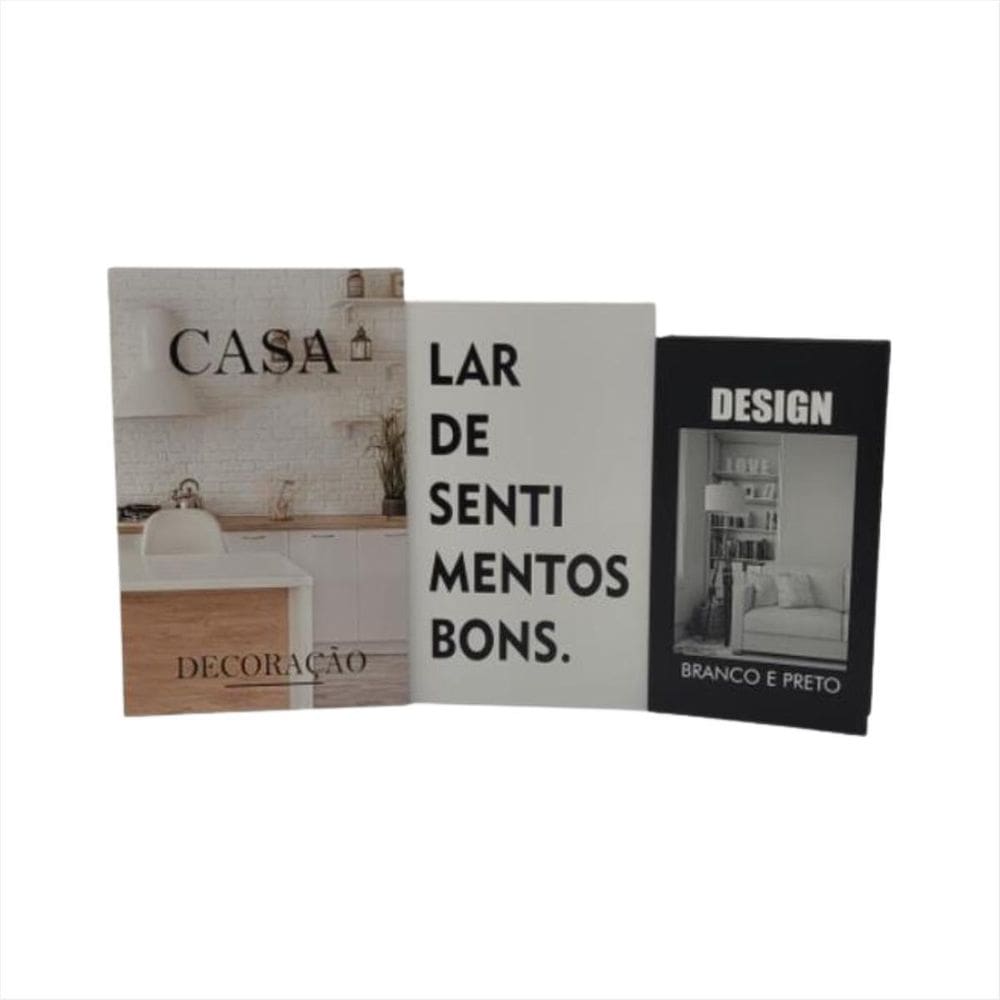 Conjunto Caixa Livro Fake Porta Objeto Organizadora Lar 3Pcs
