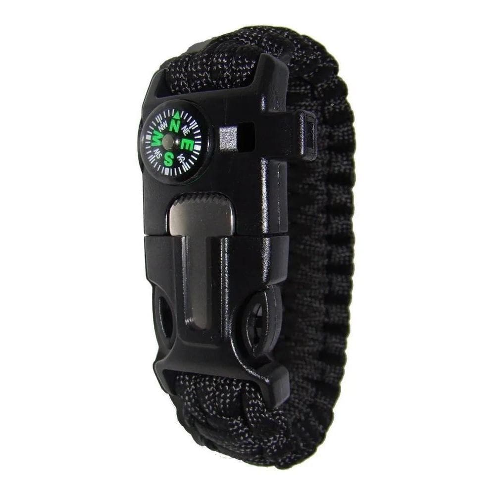 2X Pulseira Bracelete Sobrevivência Apito + Pederneira