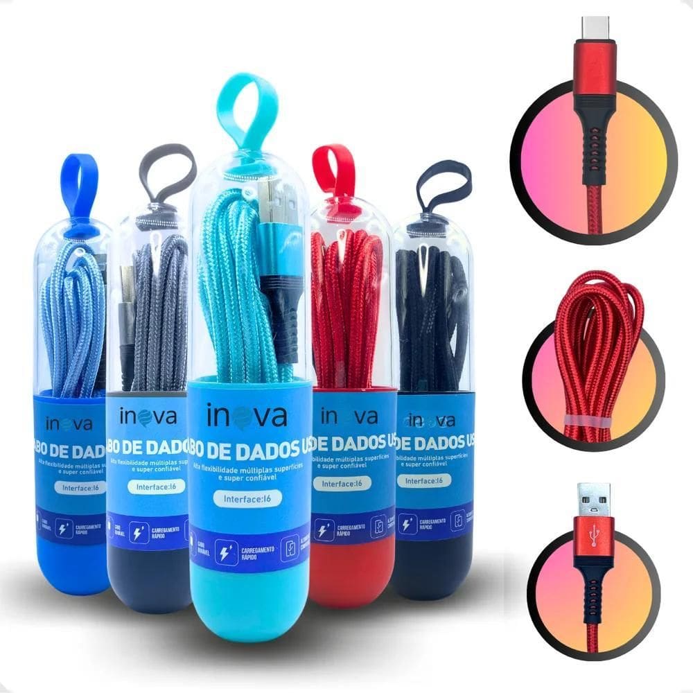 2X 2X Carregador Cabo Usb Tipo C 2 Metros Carga Rápida Turbo