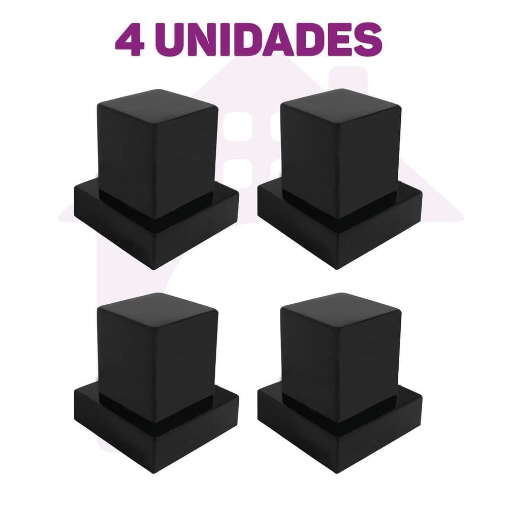 Acabamento Quadrado Preto Pressão Padrão Deca Kit Com 4