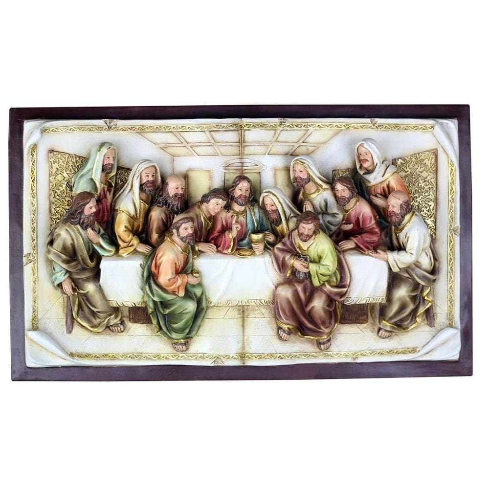 Quadro Santa Ceia Páscoa Moldurado Religioso Antigo 40Cm