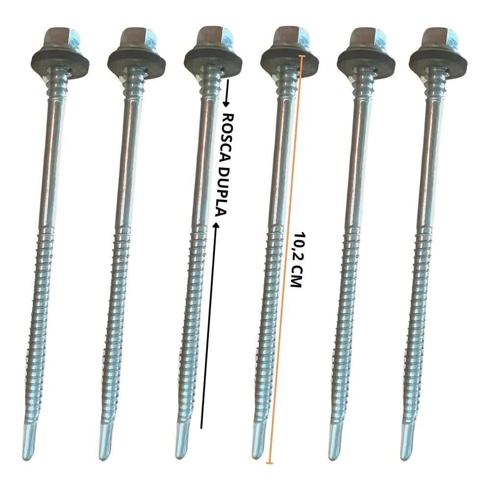2X Kit 100 Paraf Sextavado Autobrocante 12X4 Rosca Dupla 10,