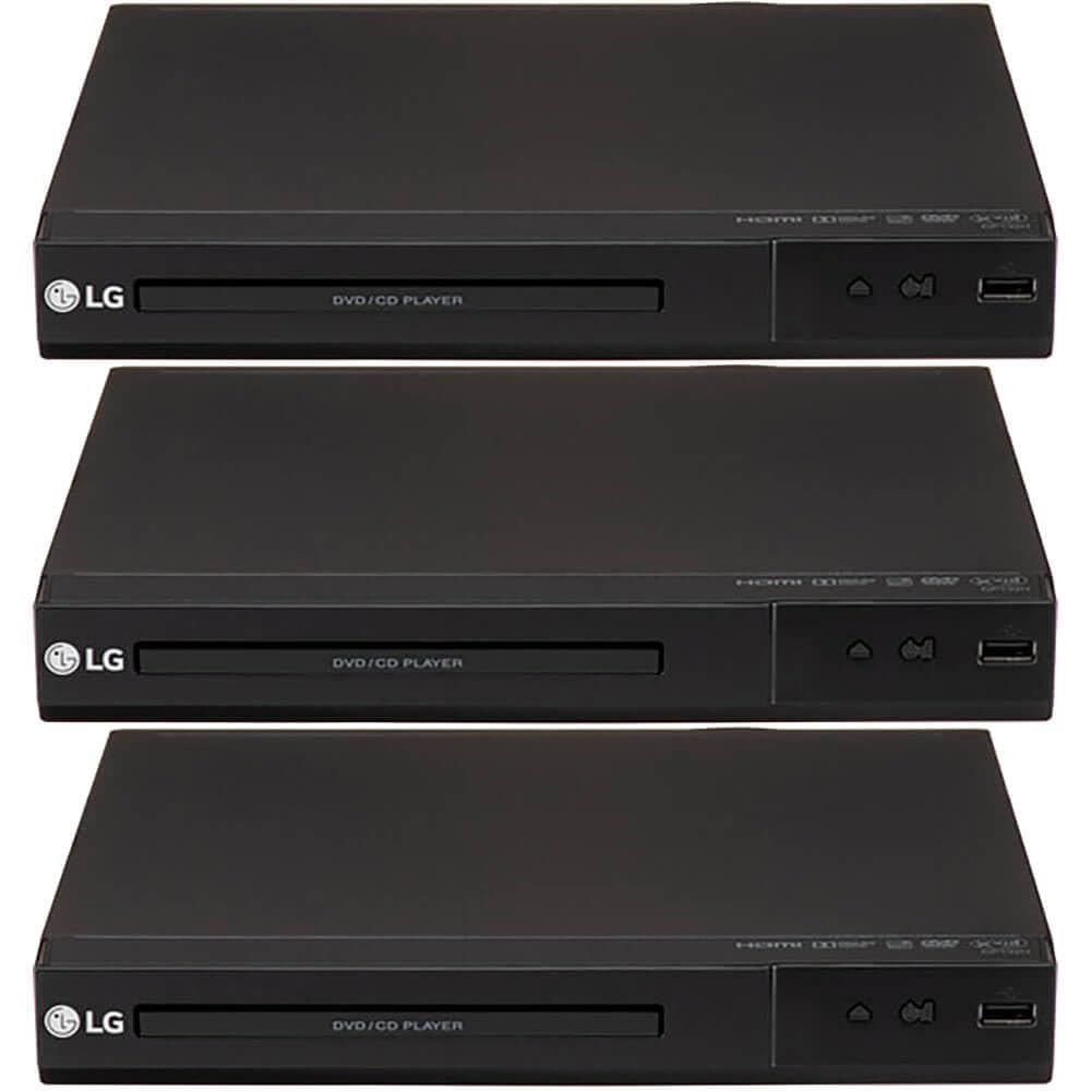 Leitor de DVD LG DP132H3PK, multiformato, 1080p, upscaling — pacote com 3