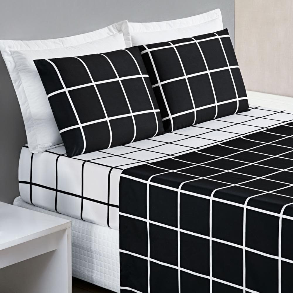 Jogo Cama Lençol Brooklyn Casal Micropercal 4Pçs Preto