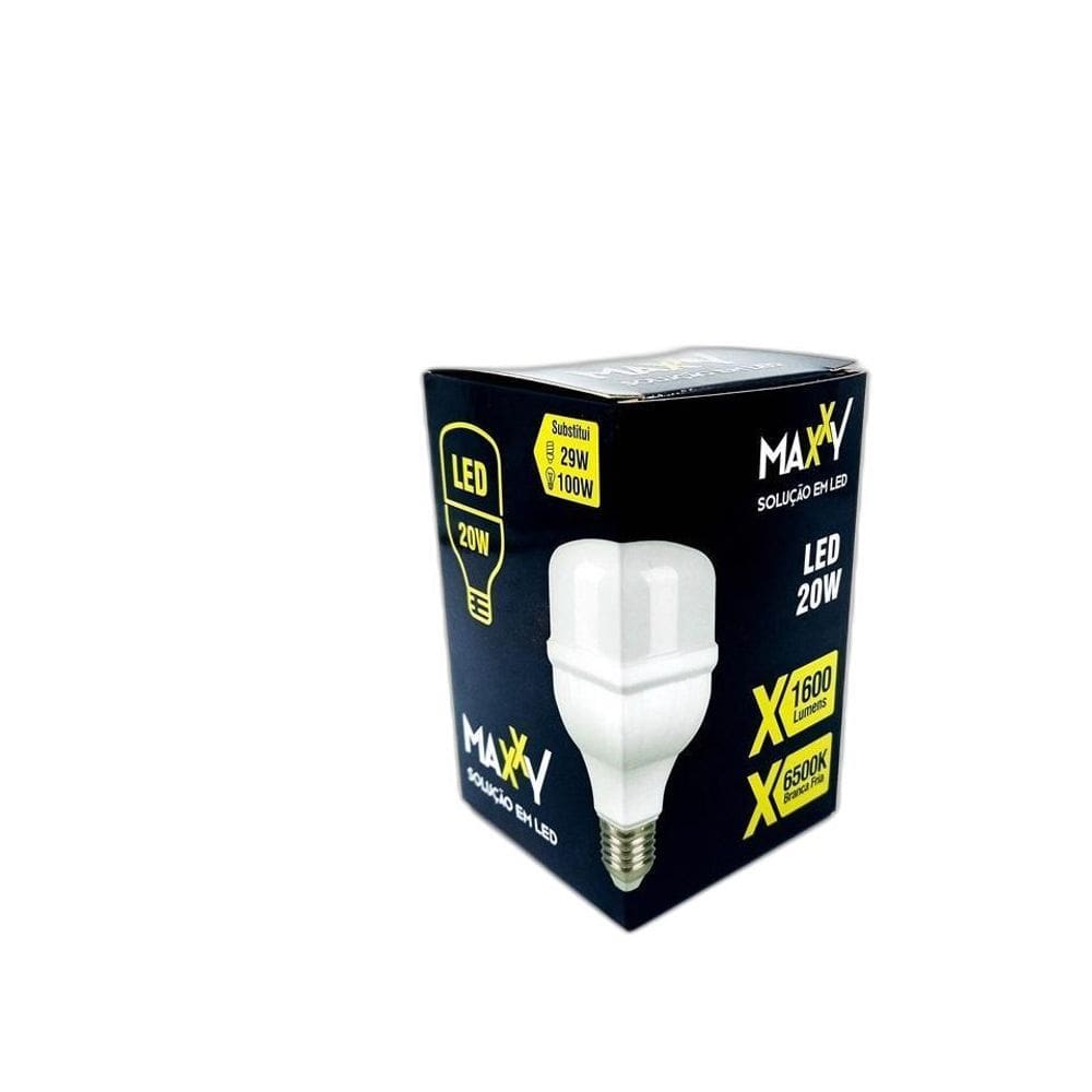 Kit 5 Lâmpada Led Bulbo 20W E27 Bivolt Luz Branca 6500K