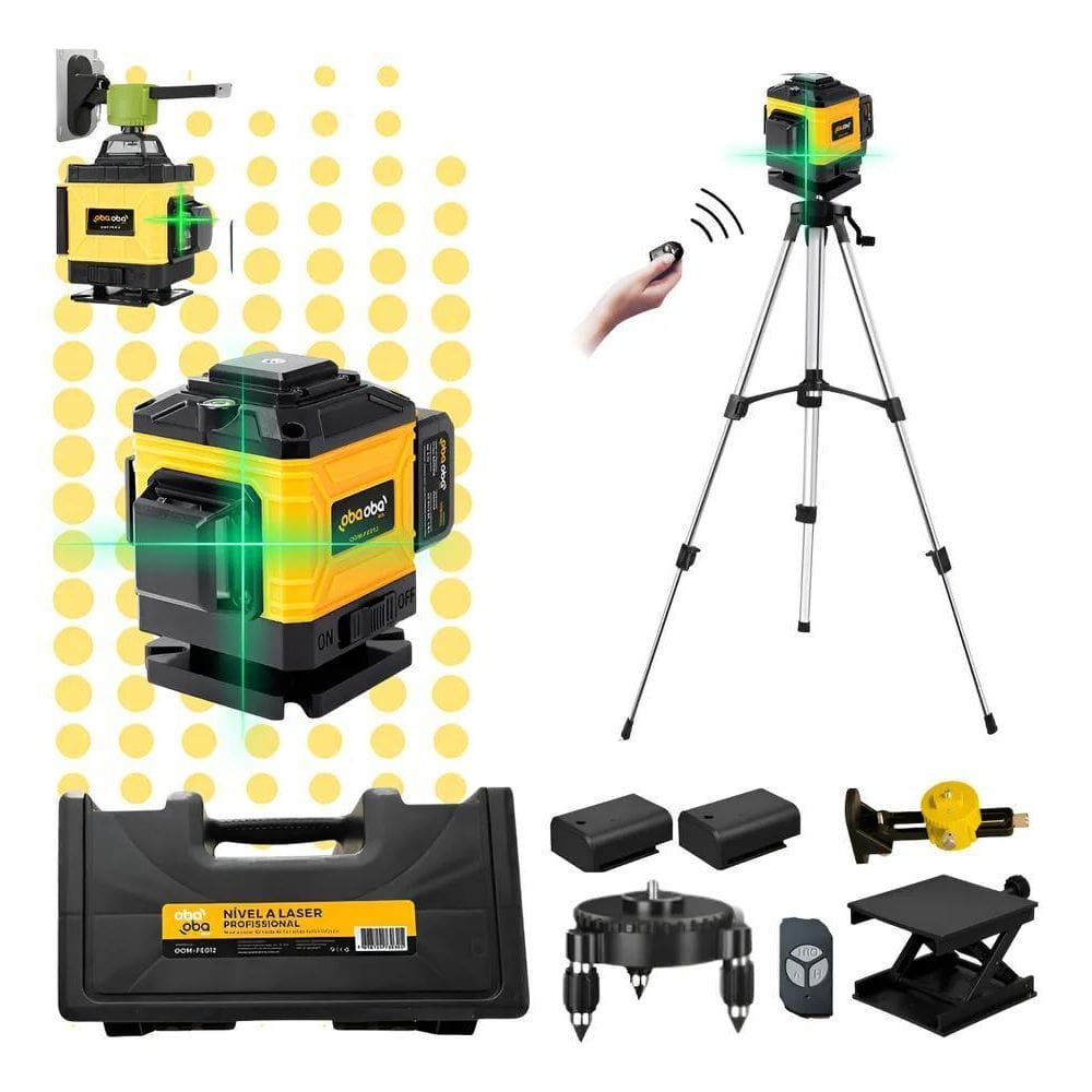 2X Nível Laser Verde 12 Linhas Profissional Recarregável 30M