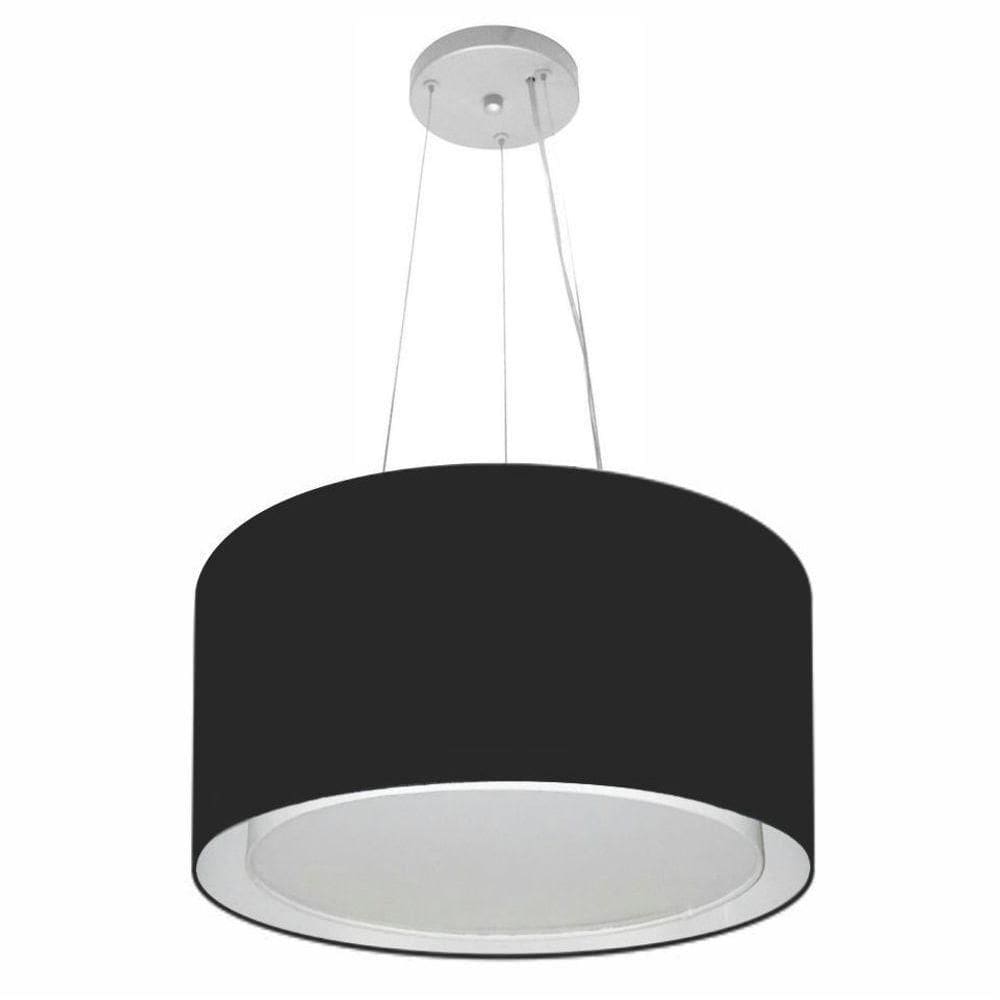Lustre Pendente Cilíndrico Duplo Vivare Md-4123 Cúpula Em Tecido 40x25cm - Bivolt Preto 127/220v