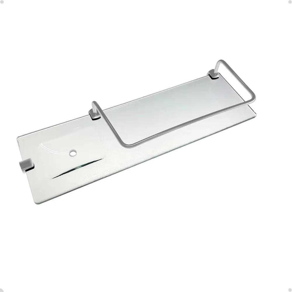 2X Porta Shampoo De Vidro Com Saboneteira E Grade 12X40Cm -