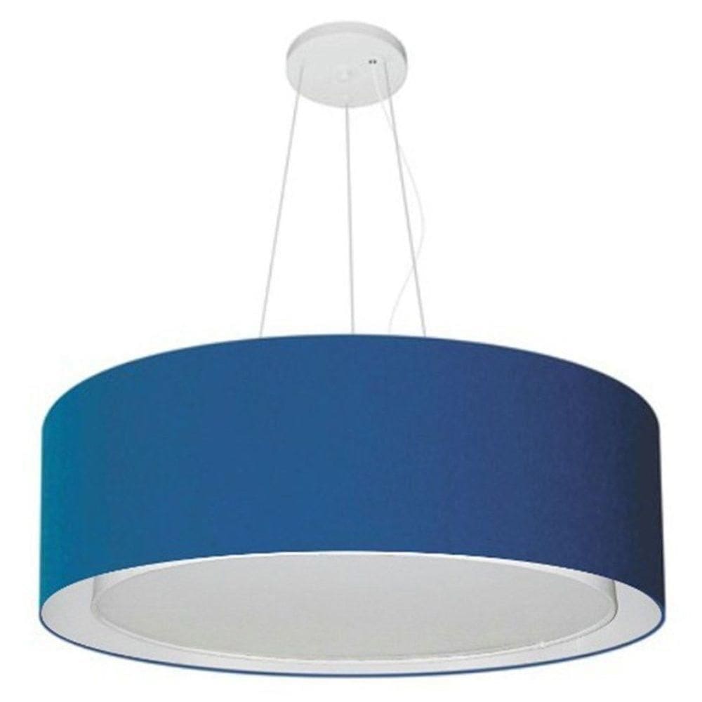 Lustre Pendente Cilíndrico Duplo Vivare Md-4126 Cúpula Em Tecido 80x30cm - Bivolt Azul-marinho 127/220v