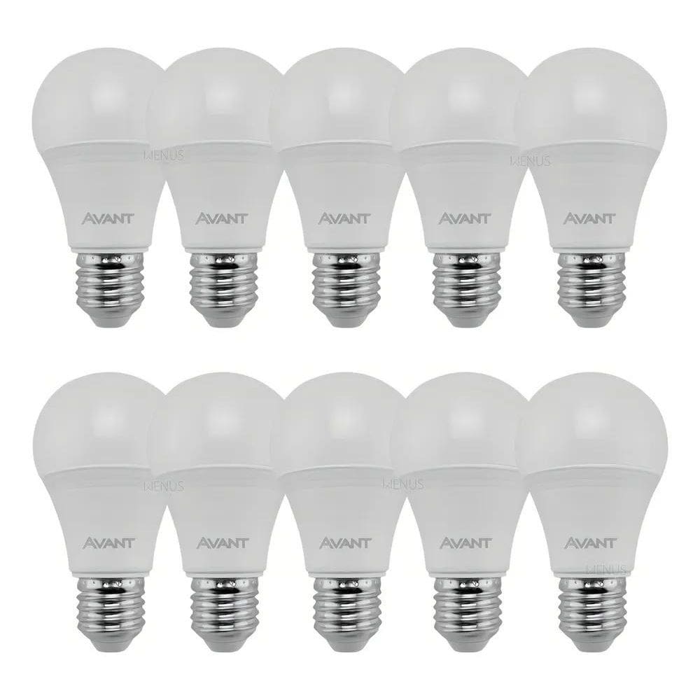 2X Kit 10 Lâmpadas 12W Led Bulbo A60 6500K E27 Luz Branca Av