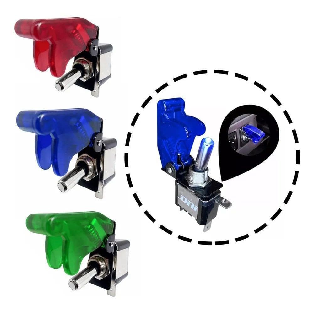 2X Chave Tic Tac Caça Botão Liga Desliga On Off Led Transpar