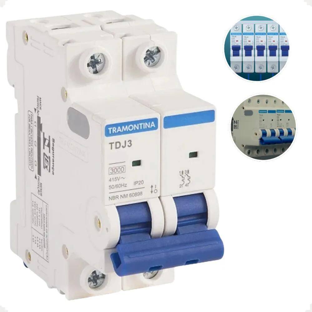 Disjuntor Bipolar Tramontina Din Tdj3 Duplo 10A Até 63A 2P