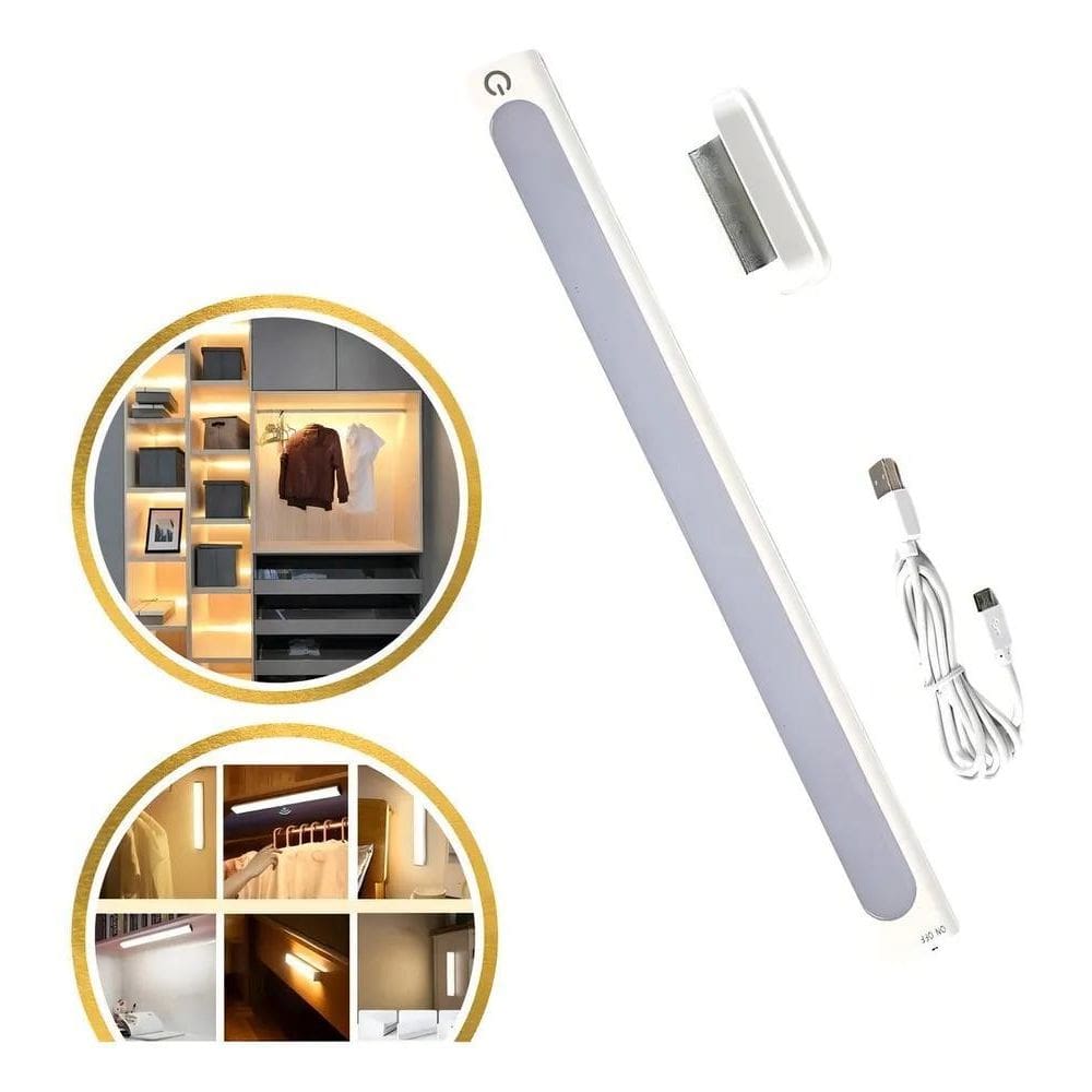 2X Luminária Led Barra Spot Recarregável S/Fio Cozinha Armár