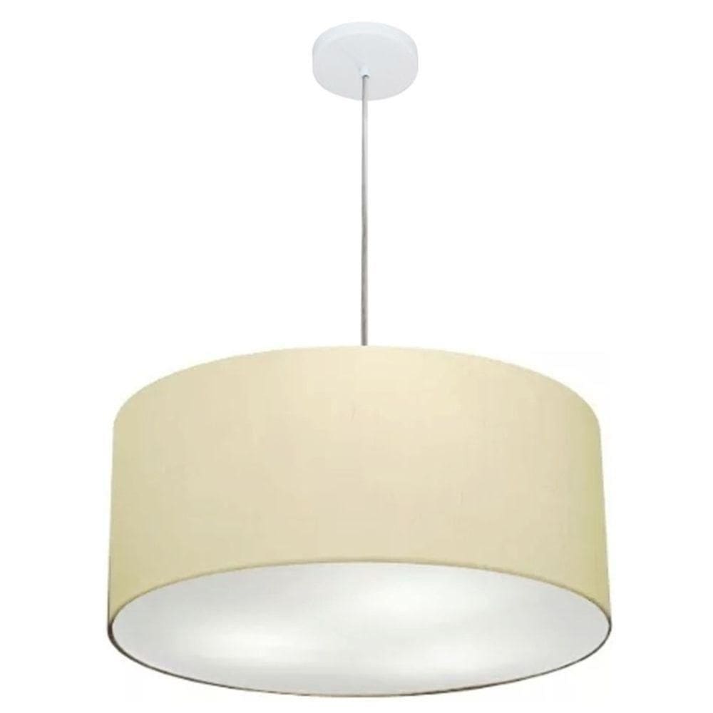 Lustre Pendente Cilíndrico Md-4100 Cúpula Em Tecido 50x25cm Algodão Crú - Bivolt