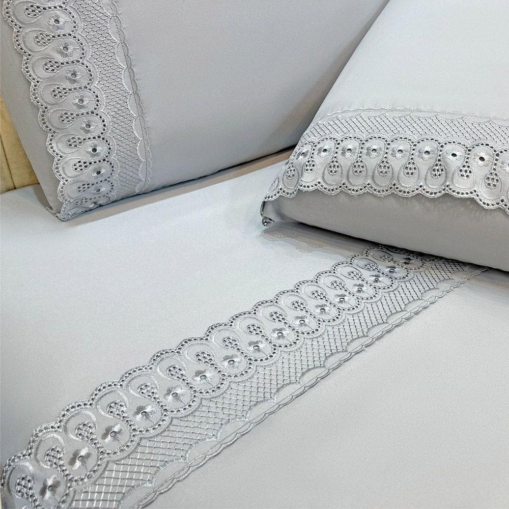 Jogo De Cama Lençol Casal D Mais 4 Peças - Cinza - 100% Poliéster