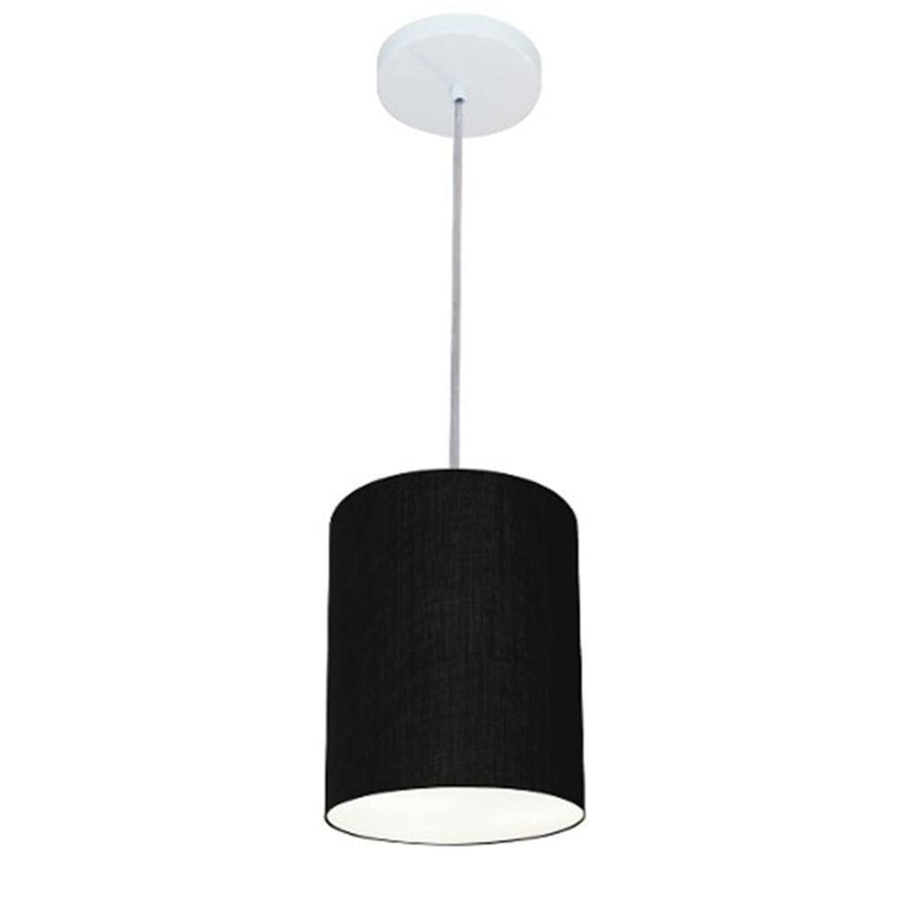 Lustre Pendente Cilíndrico Md-4012 Cúpula Em Tecido 18x25cm Preto - Bivolt