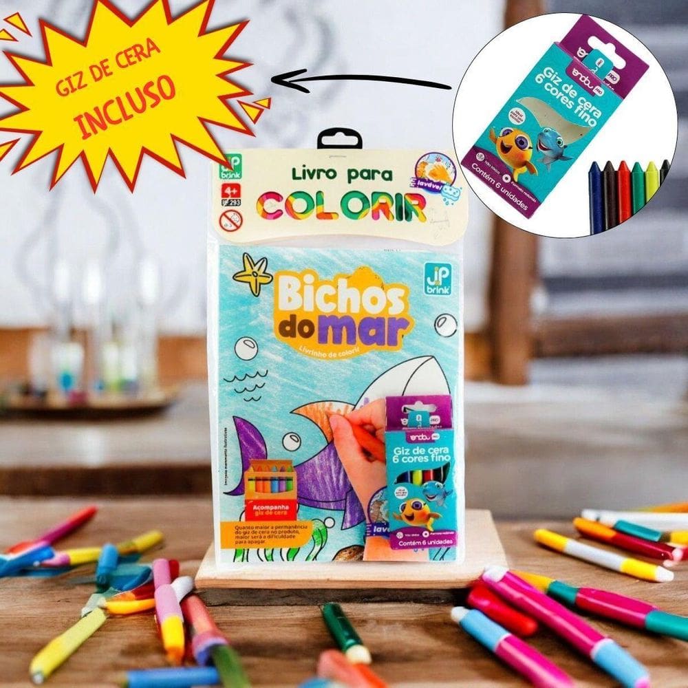 Livro Infantil Desenhos Para Colorir Animais Criança Com Giz