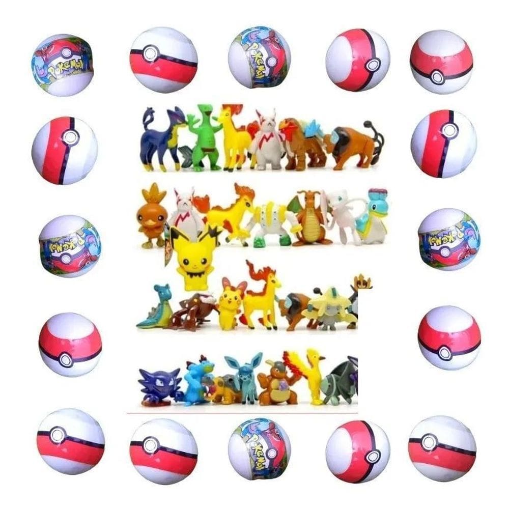 2X Kit Com 20 Miniaturas Pokémon + 20 Pokebolas 2-3Cm Brinqu