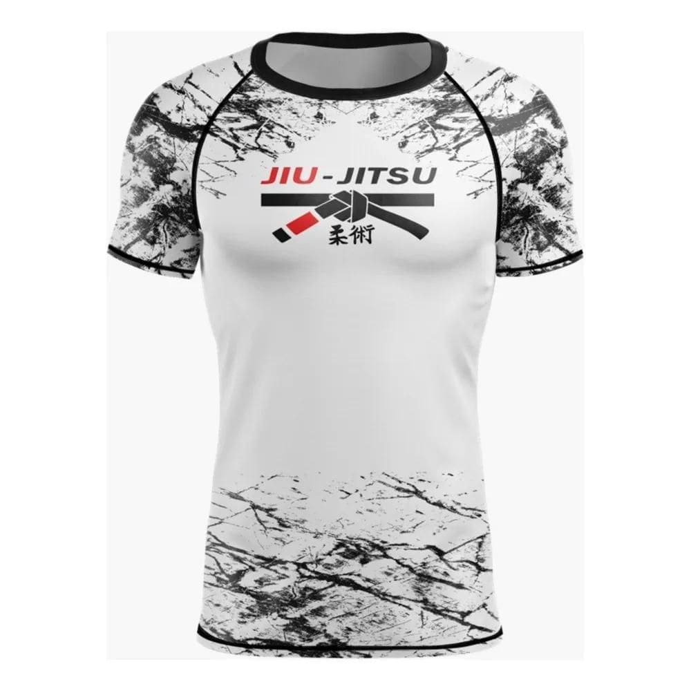 2X Camiseta Manga Curta Proteção Térmica Rash Guard Jiu-Jits