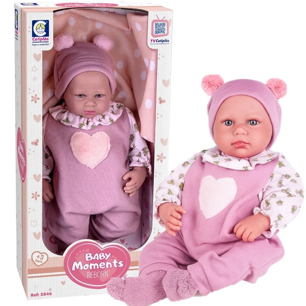 Boneca Baby Moments Menina Reborn Cotiplás Detalhe Realista