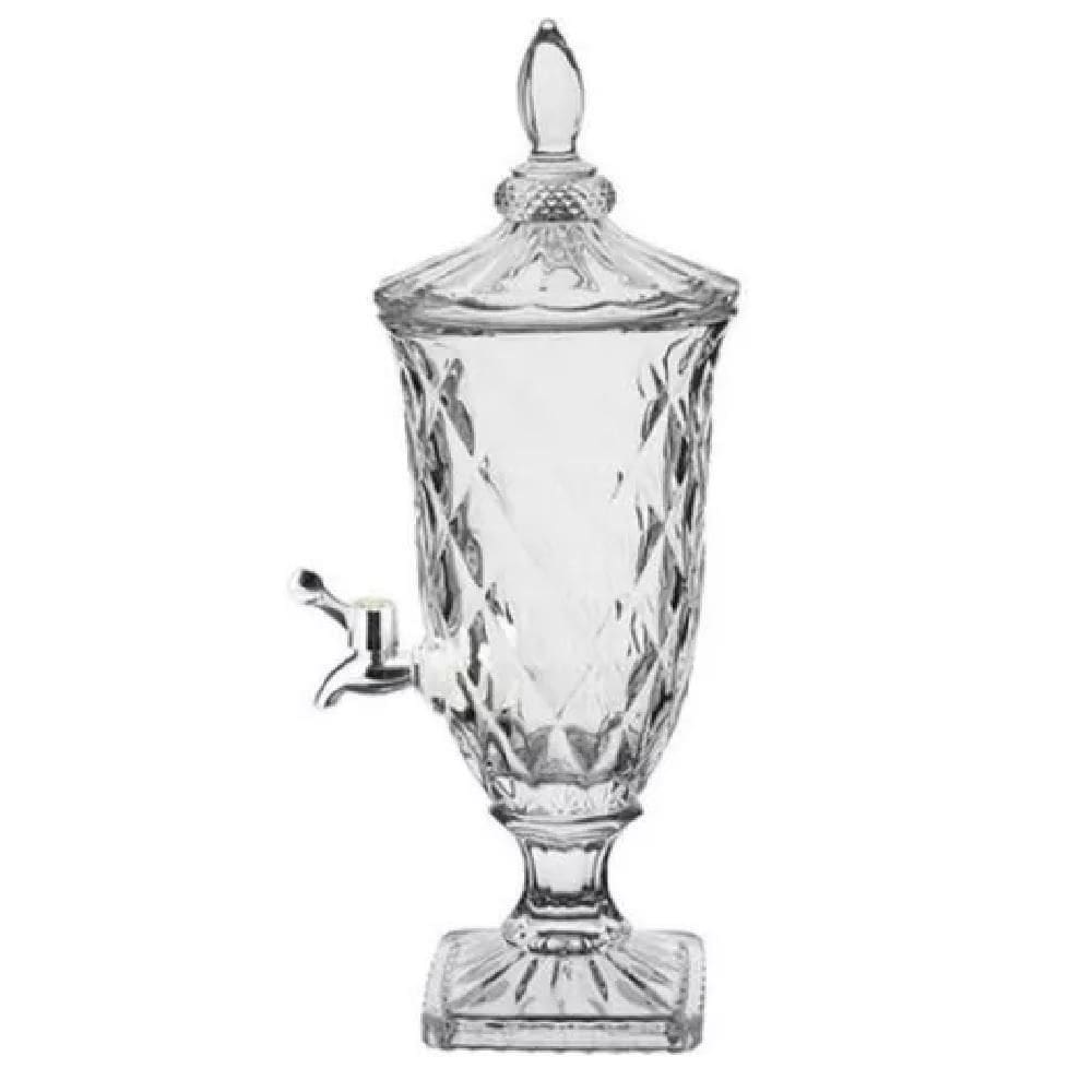 Suqueira De Cristal Dispenser De Bebidas Vidro 2 Litros Com Torneira Luxo Vintage Festa Casamento