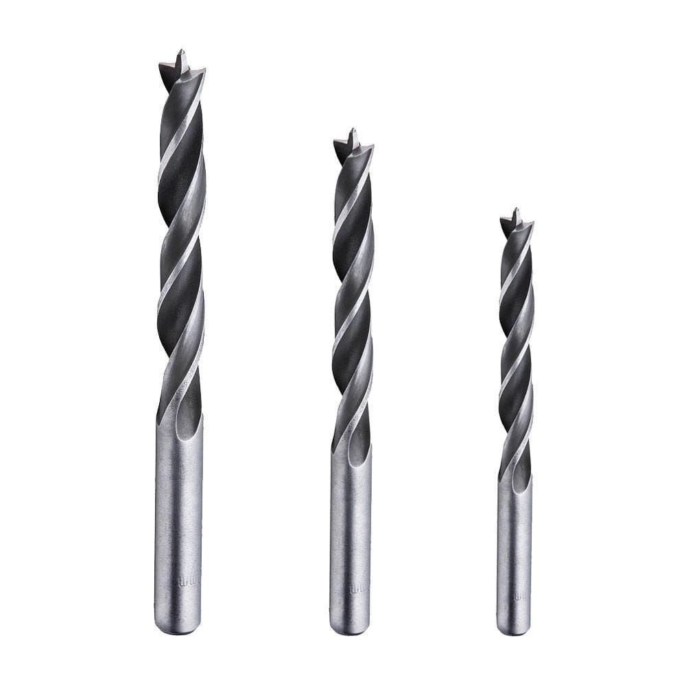 Kit 3 Brocas Para Madeira 4Mm 6Mm 8Mm Três Pontas Aço Cromo