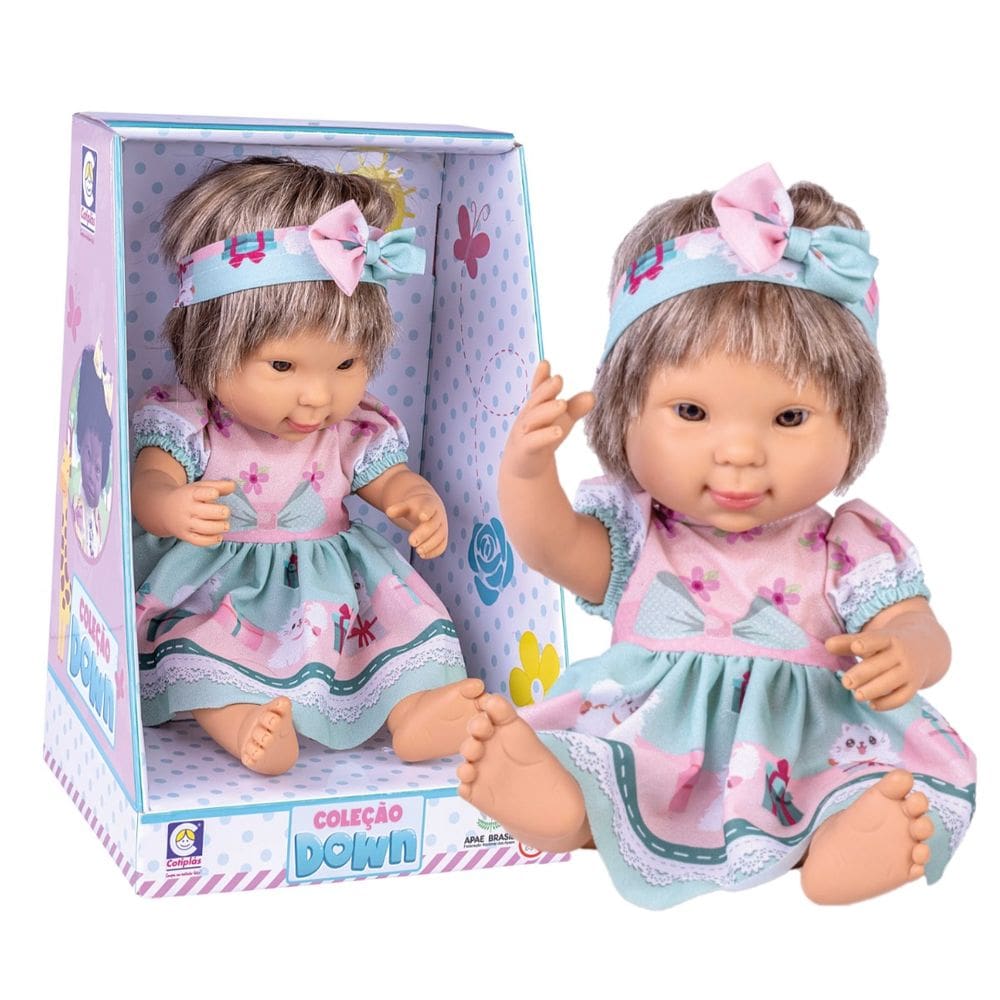 Boneca Menina Coleção Cotiplás Inclusiva Down Apae Brinquedo