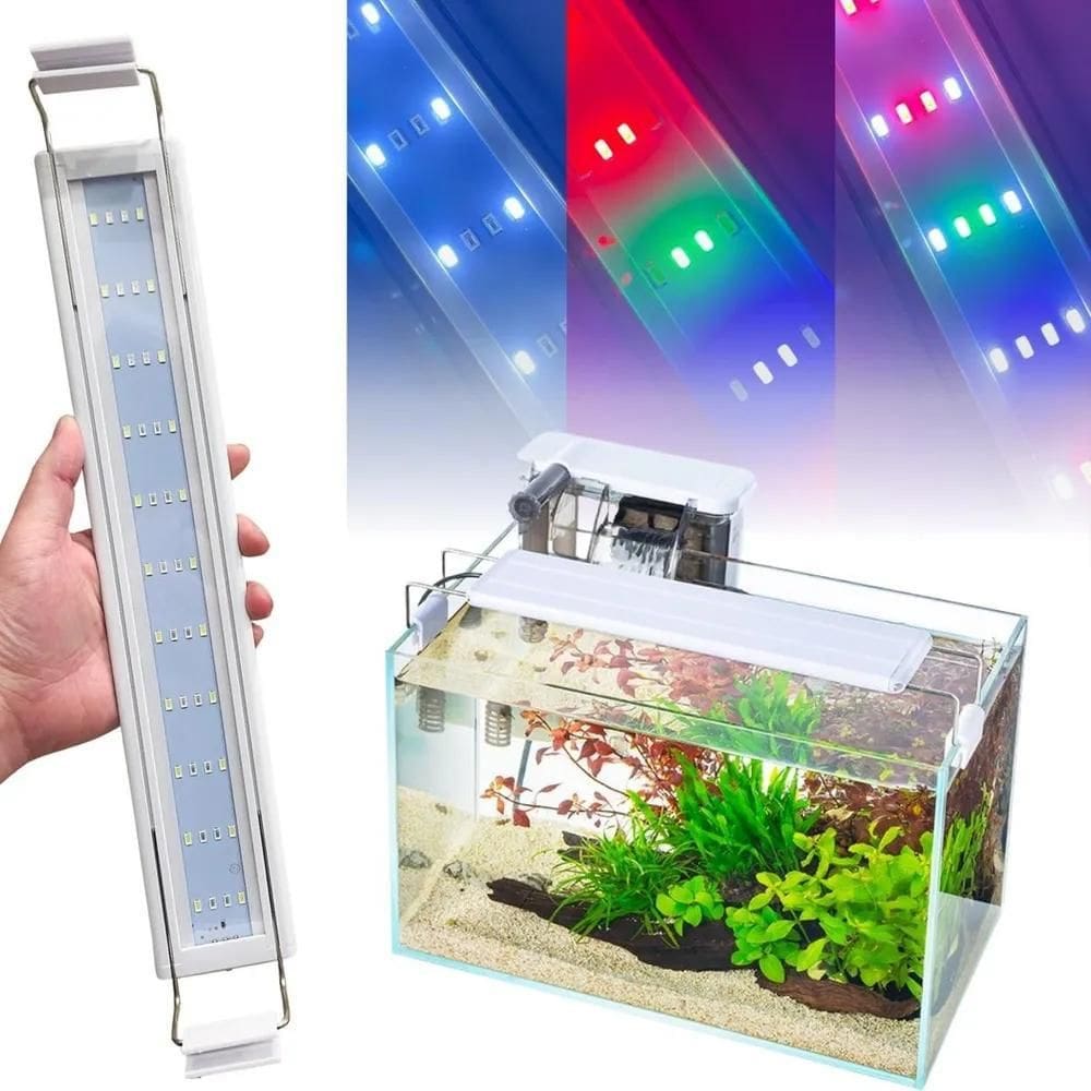 2X Luminária Aquário De 40 A 50Cm Com 4 Cores 44 Leds W.Aqua