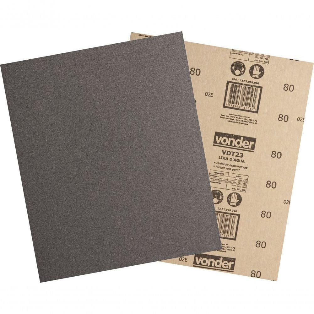 Lixa Folha D`agua G80 225x275mm Vdt-23 Com 50 Peças - Vonder