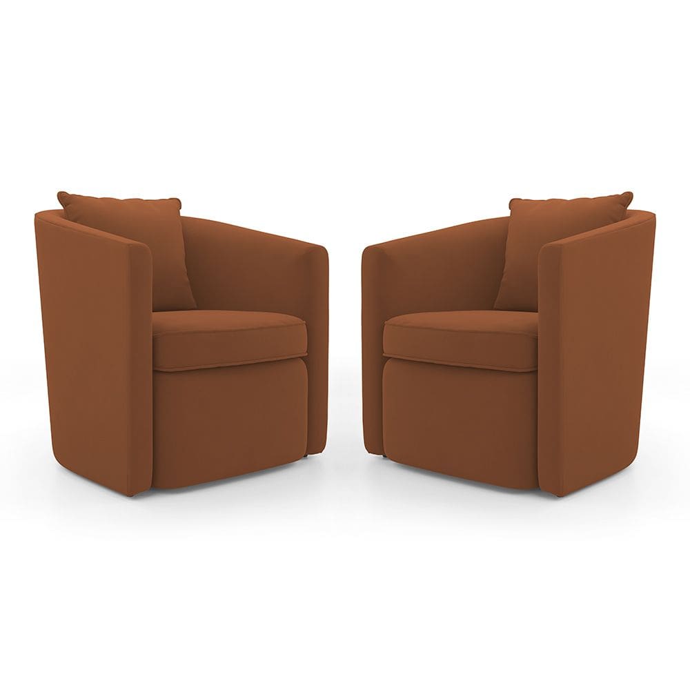 Kit 02 Poltronas Decorativas Sala de Estar Aimê Veludo Terracota - Desk Design