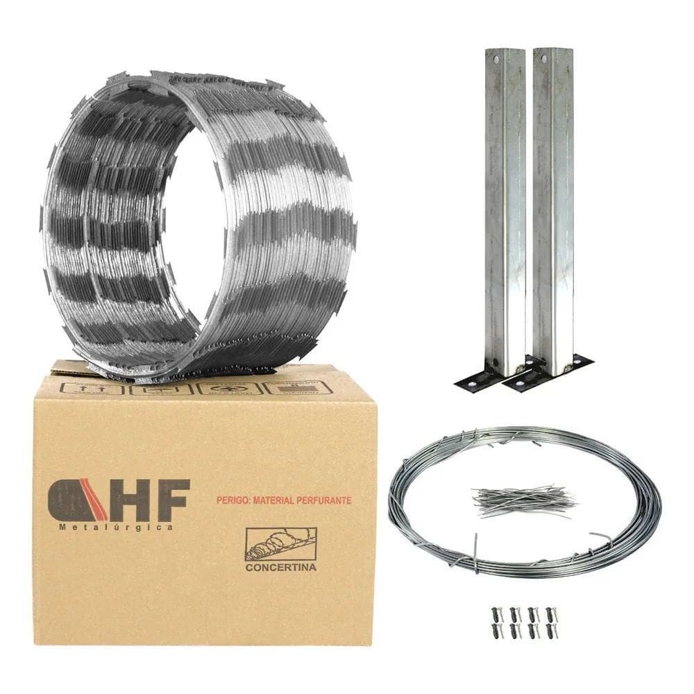 2X Concertina Cerca 30 Cm + Kit Instalação 05 Metros - Cod 7