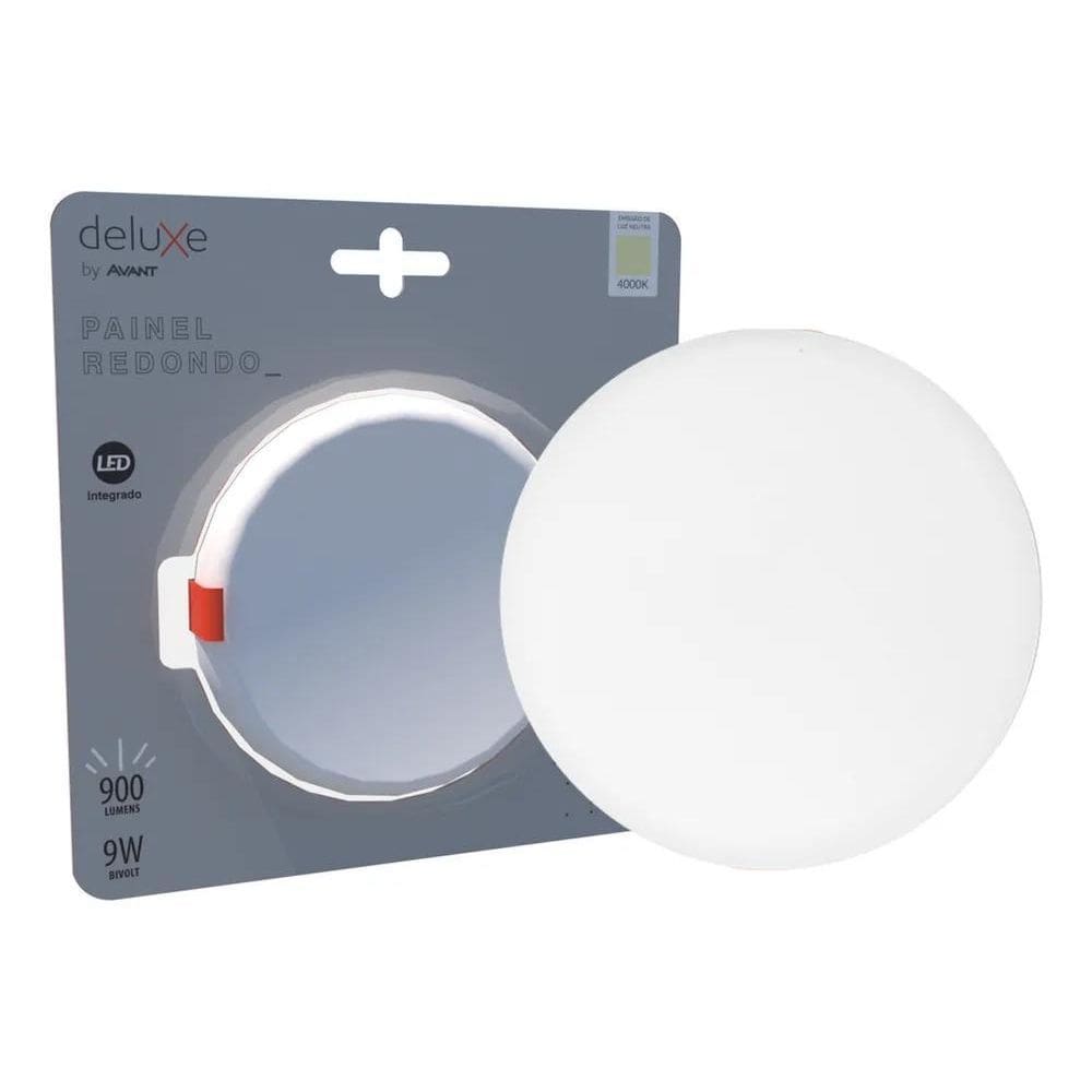 2X Painel Flat Led Embutir Redondo 9W Neutro 4000K Bivolt Co