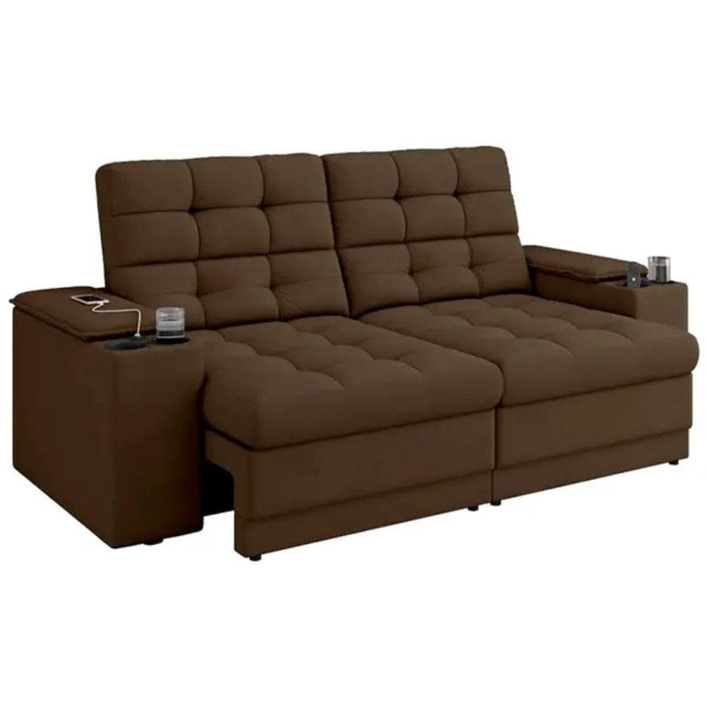 Sofá Retrátil e Reclinável 2 Lugares Kansas Besthouse - Marrom