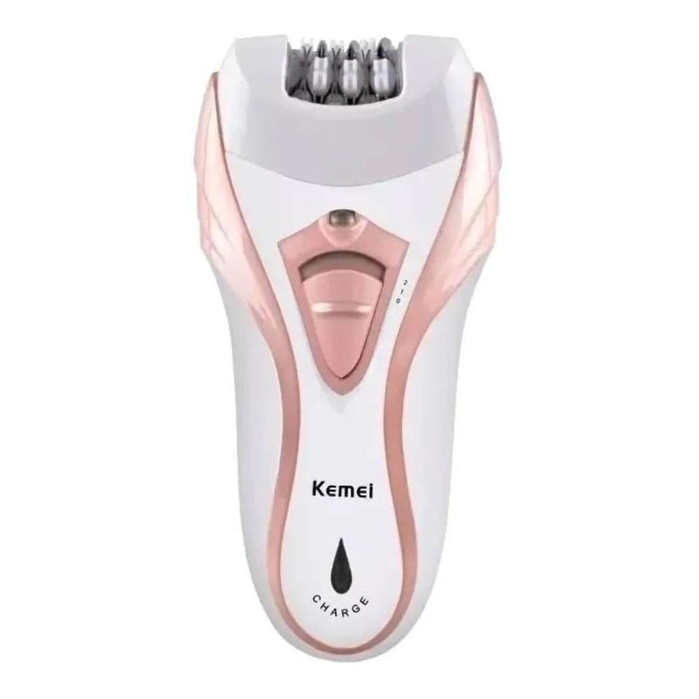 Barbeador Sem Fio Kemei Branco Y Rosa